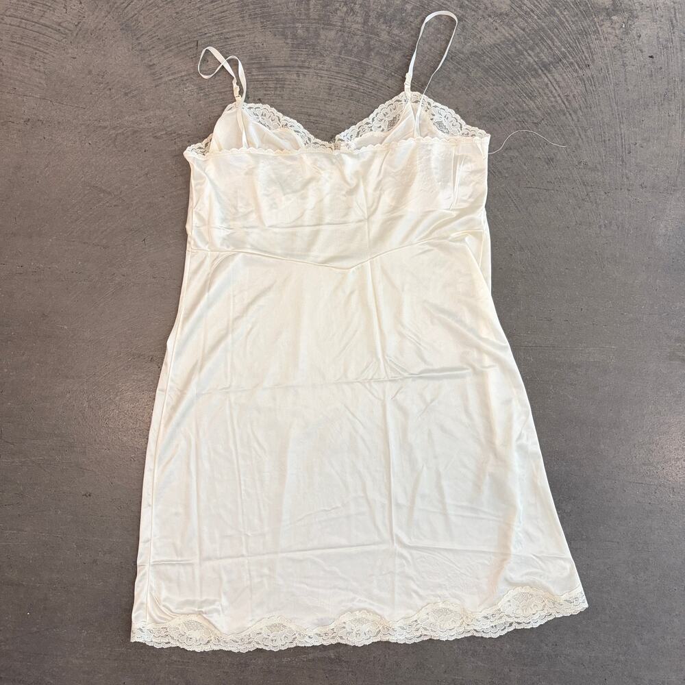 Vintage Y2k White Ivory Lace Midi Cami Lingerie Tank Top Slip Dress Women's 42/L - Picture 2 of 5